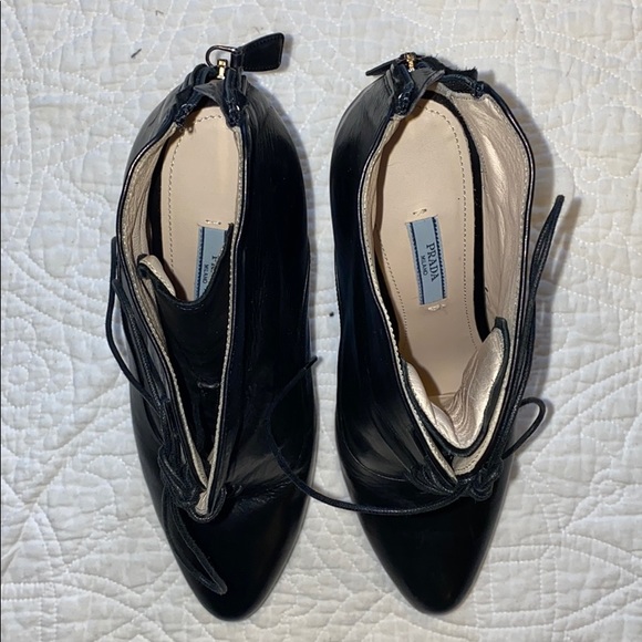 Prada Black Leather Platform High Heel Boots Ankle Booties - Picture 2 of 8